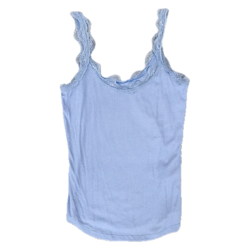 Gap Body Blue Tank Top with Lace Accents Sz M NWT